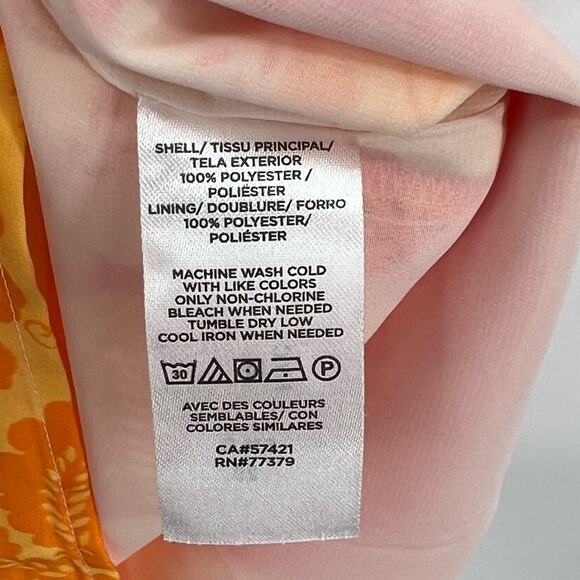 Ann Taylor Women’s Tropical Orange Red Short Sleeve Colorful Blouse Small New - Picture 5 of 8